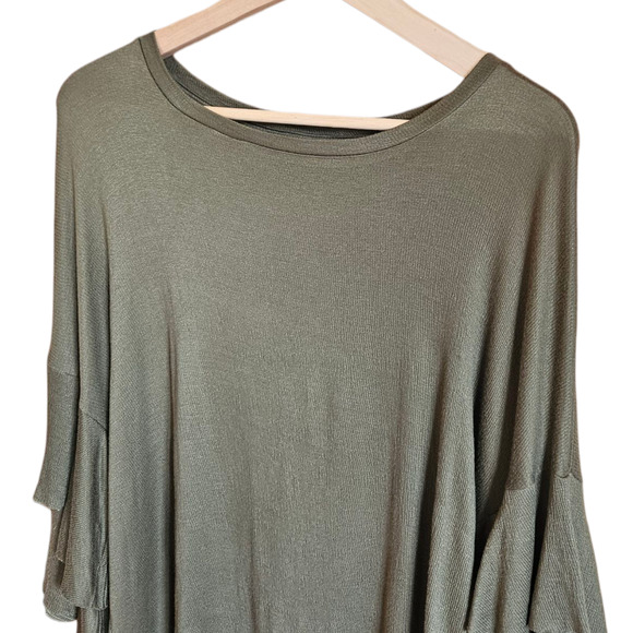 Collection by Bobeau Olive Ruffle Sleeve Textured Knit Top Women’s Large NWT - Picture 2 of 7